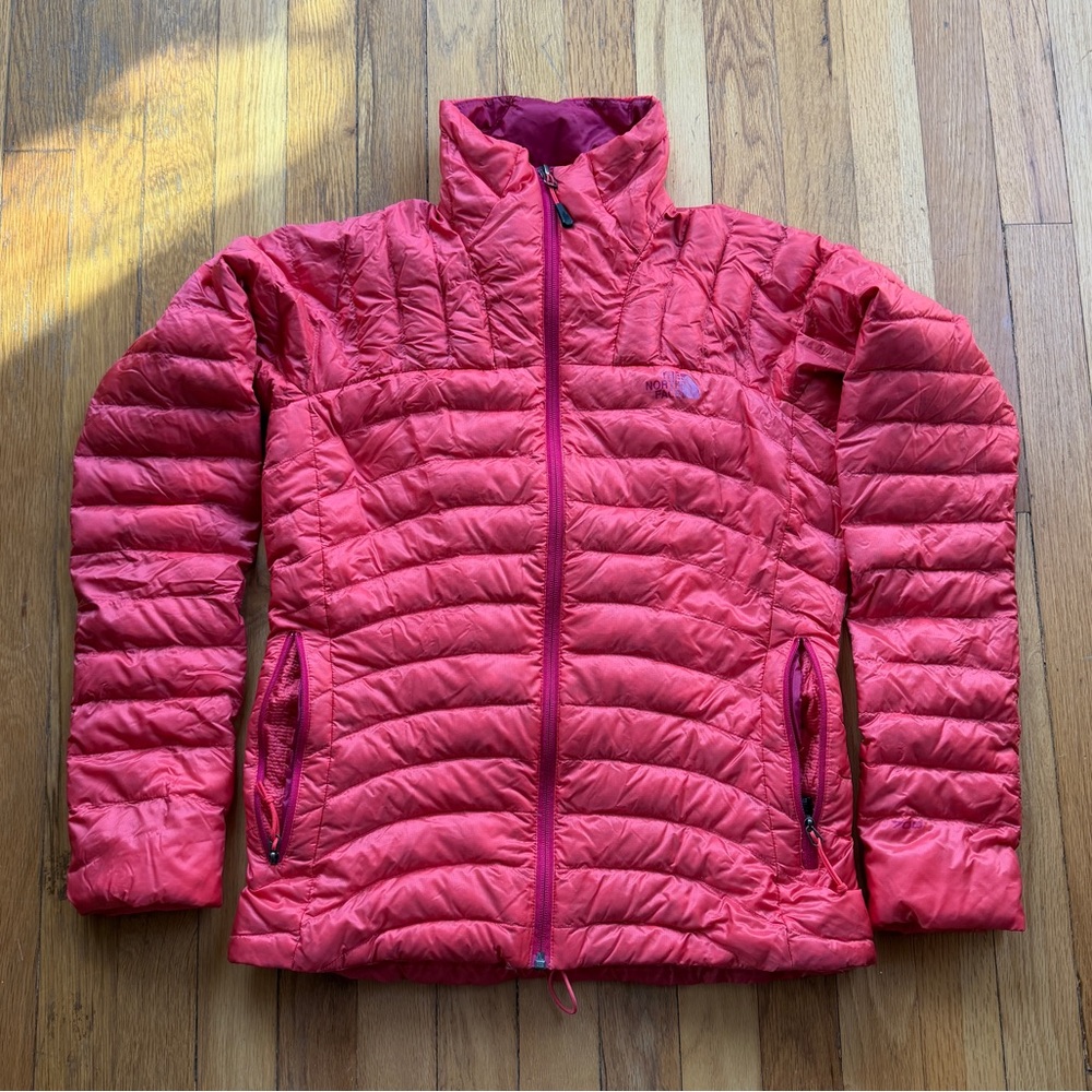 North face red puffy jacket